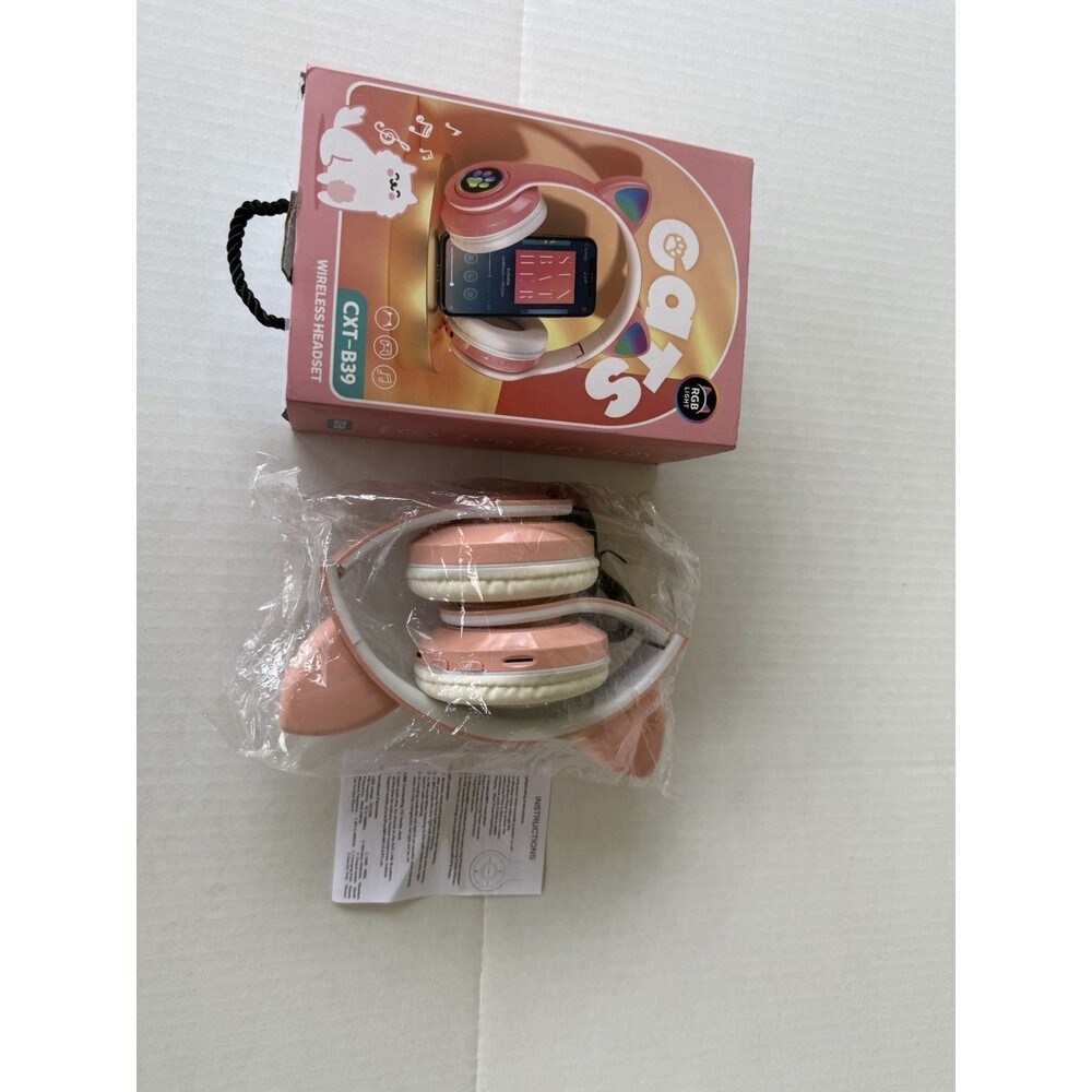 Headset Ear Bluetooth Headset B39 Ear Wireless Headset LED Flashing Pink New - Picture 2 of 10